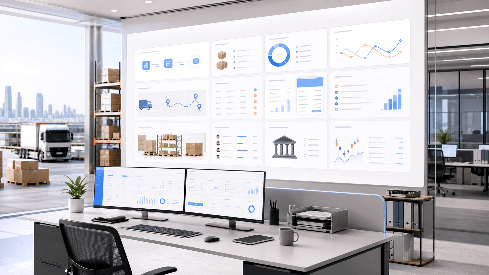 CoreNebula cloud ERP workspace preview with operations dashboards and business records